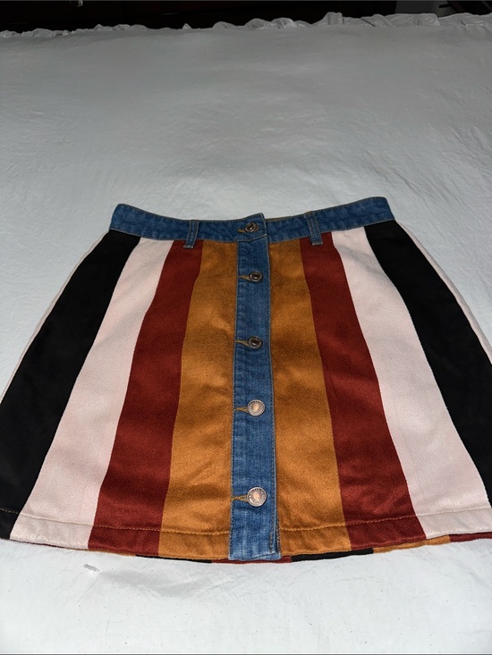 Forever 21 Dresses & Skirts - Forever 21 Striped A-Line Mini Skirt in Rust, Mustard, Black, Cream & Denim